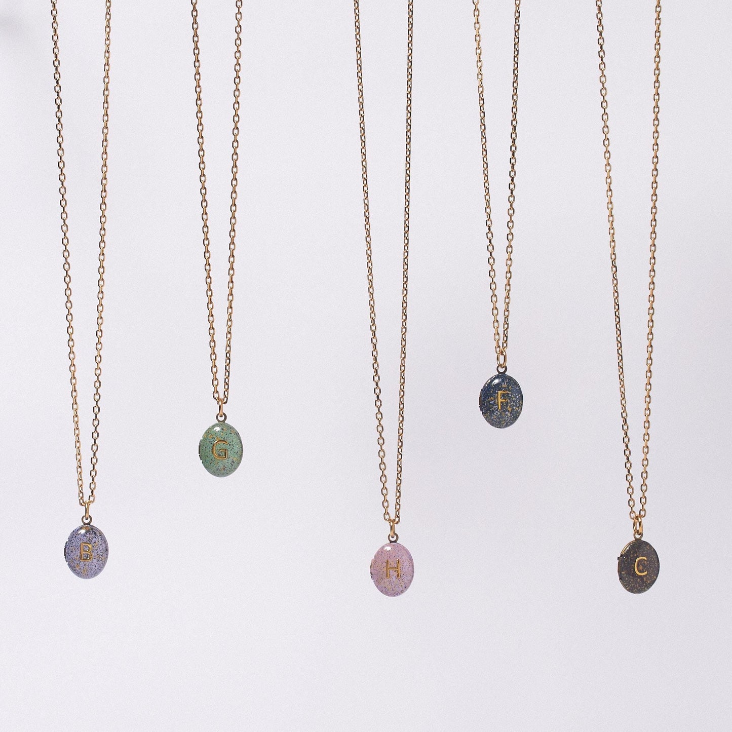 Hand-Painted Initial Locket Necklace