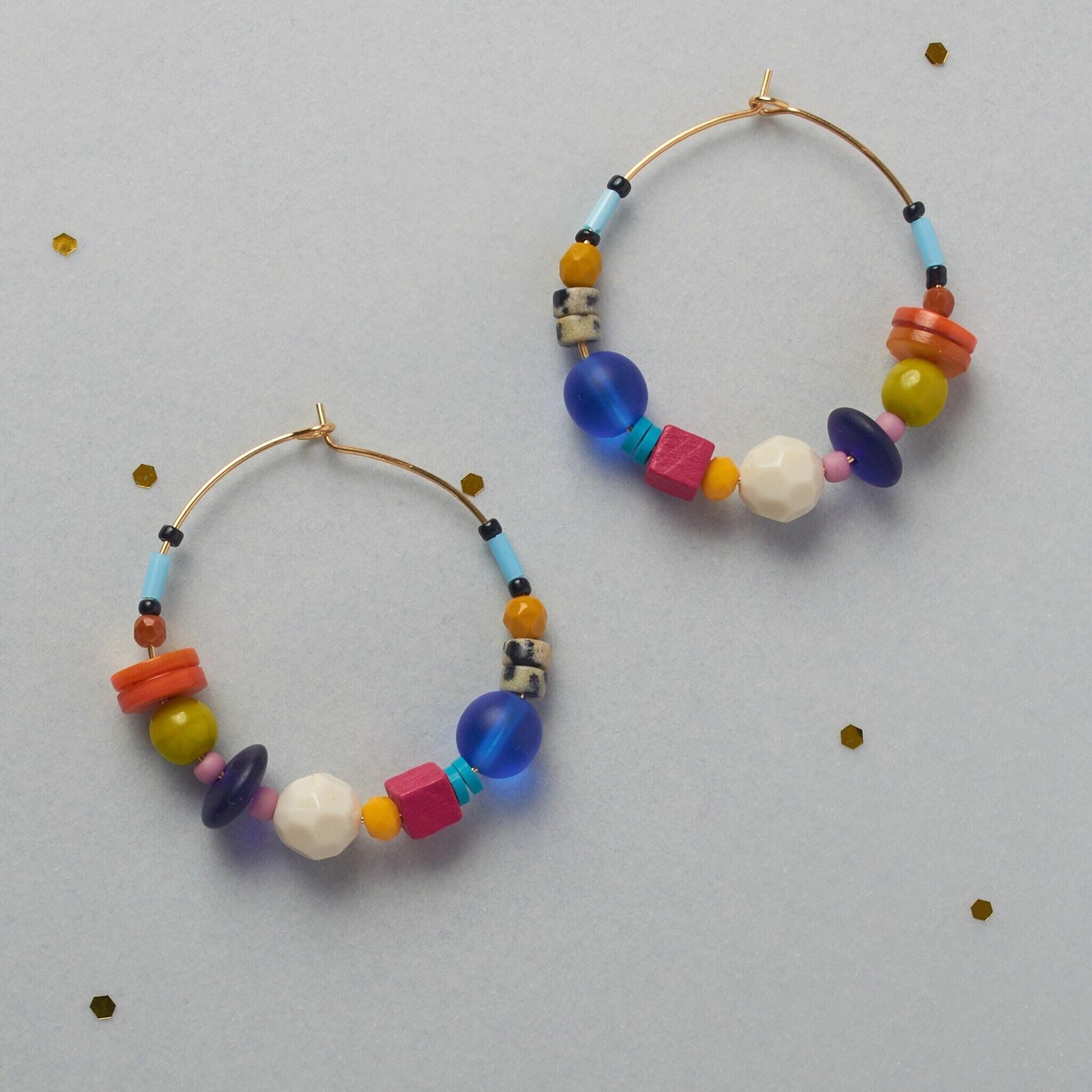 Colorful Gemstone Hoop Earrings