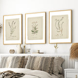 Botanical Wild Flowers Print Set of 6, Vintage Farmhouse Gallery Wall Decor, Botanical Floral Art, French Gray Flowers Art