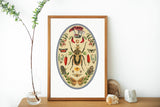Beetle art, beetle folk, animal illustration, beetle art print, insect art, beetle art print, Nature print, beetle print, beetle wall art