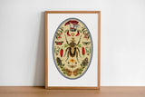 Beetle art, beetle folk, animal illustration, beetle art print, insect art, beetle art print, Nature print, beetle print, beetle wall art