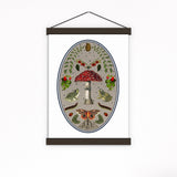 Frogs at the Magical Woods, botanical illustrations, magic art print, boho Aesthetic, Frog art print, Cottagecore Nature print, moths giclee