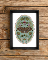 Moths and Nature, botanical illustrations, magic art print, boho Aesthetic, Butterfly art print, Cottagecore Nature print, moths giclee