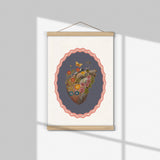 Heart with Moths Art - Wall art print - Anatomy Illustration - Love Wall Art - Anatomical Heart - SKA328