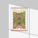 Moths and Butterflies on rainy day, magic art print, boho Aesthetic, Butterfly art print, Cottagecore Nature print, moths giclee BFL341