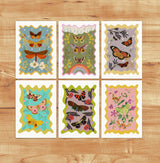 Magical Moths Postcards - Set of 6 -Butterflies Greeting Cards - Moths Stationery - PSC009