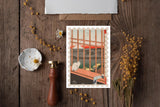 Japanese Stamps Postcards set, Vintage style printing, Instant art collection, Colorful Art Prints, Postcard set of six, PSC038