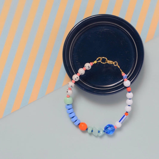 Glass & Gemstone Boho Bracelet – Freshwater Pearls