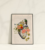 Blue Bird on Anatomical Heart Print