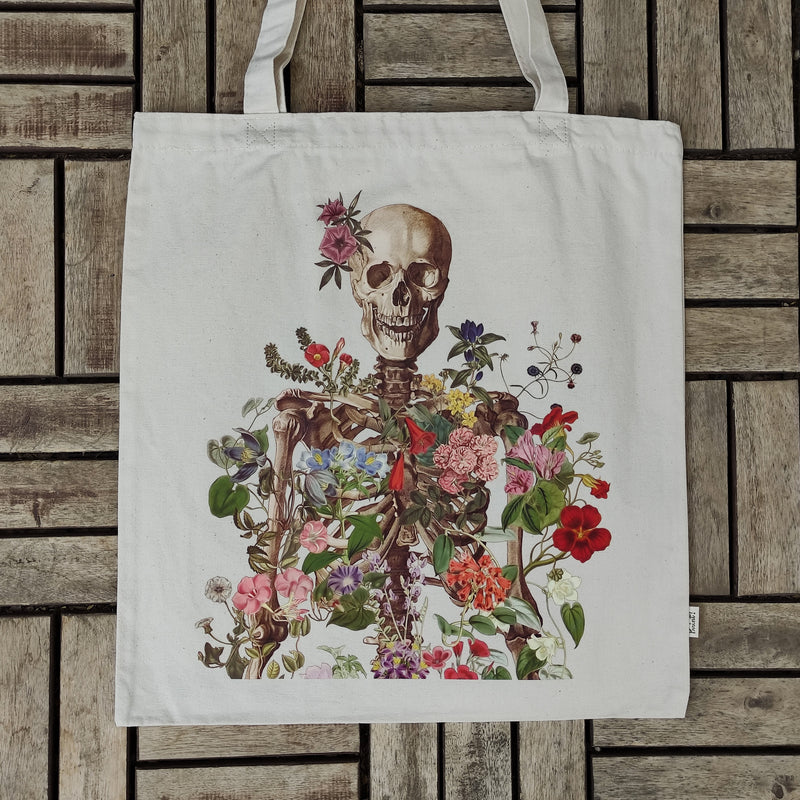 Tote Bag organic cotton Flower Skeleton