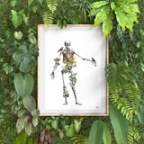 Human Skeleton with blue birds