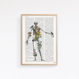 Human Skeleton with blue birds