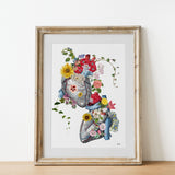 Flowery Hearts in love print