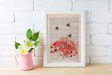 Bees with Geranium flowers