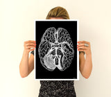 Human brain black background wall art