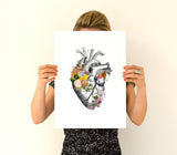 Floral White Heart