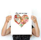 LOVE Stones and minerals heart wall art print