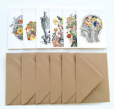 Christmas Anatomical Greeting Cards Set - Thank You Card - Flower Anatomy  - Flower Brain  - Medical Greeting Card - NTC006