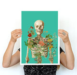 Skeleton covered with flowers poster