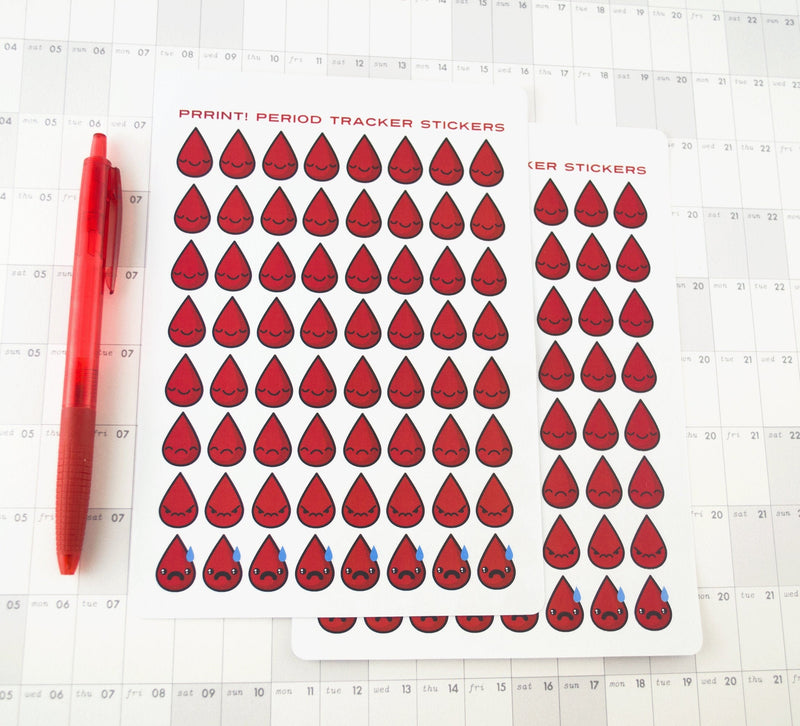 Funny  Blood Drop Reminder- Period Tracker Cute Kawaii -  Planner Stickers - Erin Condren - Midori Notebook - Kikkik A5 Funny Period STS011