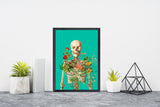 Skeleton covered with flowers poster