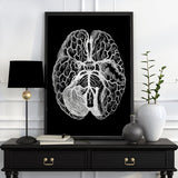 Human brain black background wall art