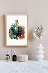 Octopus and Seabed Lungs Anatomy Art