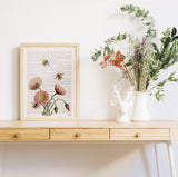 Bees with Wild Daisy flowers Print