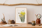 Yellow wild flowers with bees Print