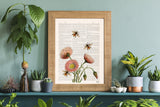 Bees with Wild Daisy flowers Print