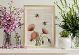 Bees with Wild Daisy flowers Print