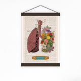 Yoga wall art Lungs with flowers BREATH