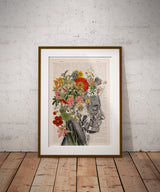 Mothers day gift , Wall art print, Flowery Hair collage Printed on Dictionary Book page, Flower print, Plants mom gift, SKA161PA3