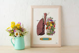 Yoga wall art Lungs with flowers BREATH