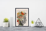Mothers day gift , Wall art print, Flowery Hair collage Printed on Dictionary Book page, Flower print, Plants mom gift, SKA161PA3
