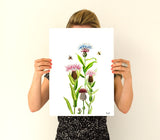 Bees with Cardoons Print