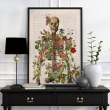 Doctor gift - Wall art decoration - Flowers Skeleton - Human Skeleton Art - Anatomy Illustration - Anatomical Print decoration - SKA149PA3
