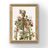 Doctor gift - Wall art decoration - Flowers Skeleton - Human Skeleton Art - Anatomy Illustration - Anatomical Print decoration - SKA149PA3