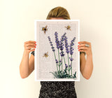 Bees with Lavender Print