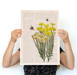 Yellow wild flowers with bees Print