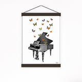 Butterflies over piano collage Print