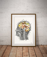 Butterflies and Moths on my brain Print