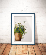 Bees and Butterflies over Lobelia Print