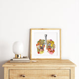 Wall art Flowery Lungs Print - Breathe art - Doctor gift - Science student gift - stop smoking encouraging art - Anatomy Print - SKA062PA3