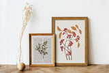 Blue Berry Branch Botanical Art | Vintage Print Farmhouse Berry Art | Neutral Botanical Art | Autumn Art | Book Page Prints | BFL289