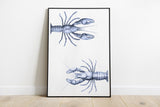 Blue Lobsters Meeting - Art Print - Bathroom Decor - Sea Wall art Gift -  Wall art - Sea Animal Print - Beach Decor - Room Decor - SEA221