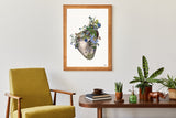 Heart with Blue Flowers - Romantic gift - Wall art print - Anatomy Illustration - Love Wall Art - Anatomical Heart - SKA316