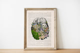 Blue Flowers Brain - Anatomy Wall Art - Floral Art - Medical Art - Prints - Anatomy Print - Science student Gift - SKA318