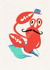 Hermit crab with moustache Sea animal illustration