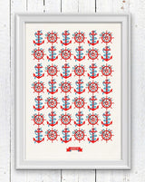 Ahoy Nautical Pattern  Vintage nautical Poster